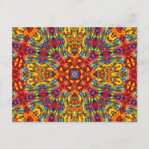 Freaky Tiki Red Fractal Kaleidoscope Briefkaart