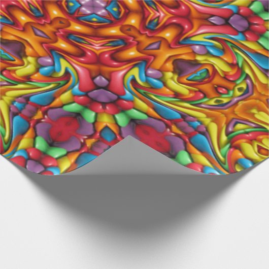 Freaky Tiki Red  Fractal Kaleidoscope Cadeaupapier (Hoek)