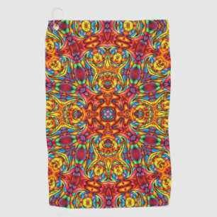 Freaky Tiki Red Fractal Kaleidoscope Golfhanddoek