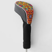 Freaky Tiki Red Fractal Kaleidoscope Golfheadcover (Schuin)