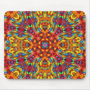 Freaky Tiki Red Fractal Kaleidoscope Muismat