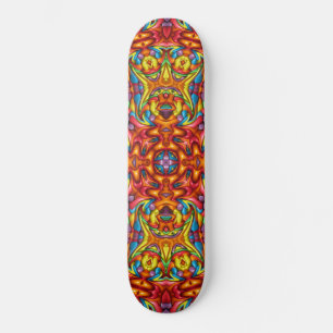 Freaky Tiki Red Fractal Kaleidoscope Skateboard