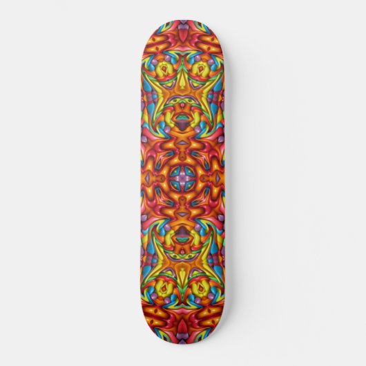 Freaky Tiki Red  Fractal Kaleidoscope Skateboard (Voorkant)