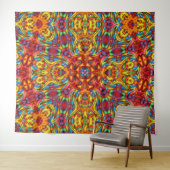 Freaky Tiki Red Fractal Kaleidoscope Wandkleed (In Situ (horizontaal))