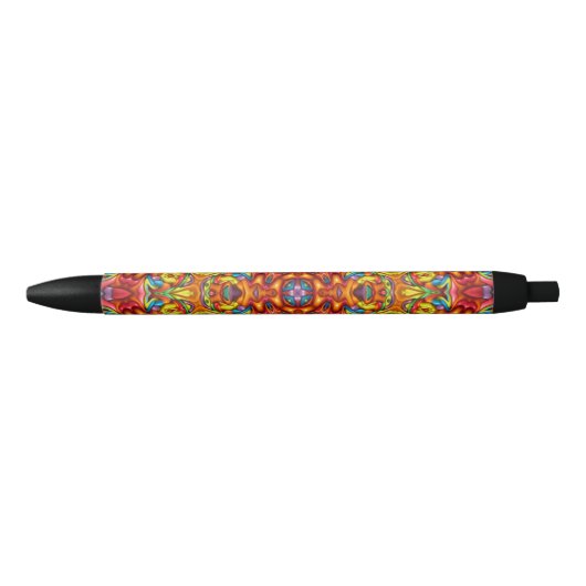 Freaky Tiki Red  Fractal Kaleidoscope Zwarte Inkt Pen (Voorkant)