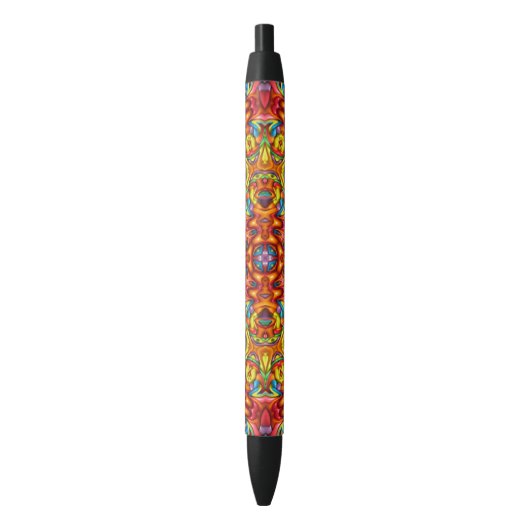 Freaky Tiki Red  Fractal Kaleidoscope Zwarte Inkt Pen (Voorkant Verticaal)