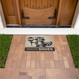 Frecher Waschbär Schuhe ausziehen sauberes Haus Deurmat