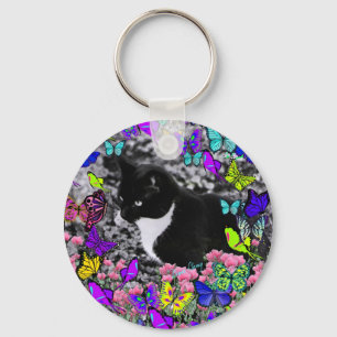 Freckles in Butterflies II - Tuxedo Cat Sleutelhanger