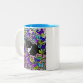 Freckles in Butterflies II - Tuxedo Cat Tweekleurige Koffiemok (Voorkant links)