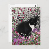 Freckles in Flowers II - Tuxedo Kitty Cat Briefkaart (Voorkant / Achterkant)