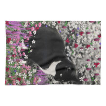 Freckles in Flowers II - Tuxedo Kitty Cat