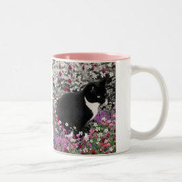 Freckles in Flowers II - Tuxedo Kitty Cat Tweekleurige Koffiemok