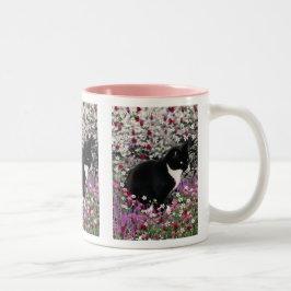 Freckles in Flowers II - Tuxedo Kitty Cat Tweekleurige Koffiemok