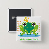 fred de froggy vierkante button 5,1 cm (Voorkant /achterkant)