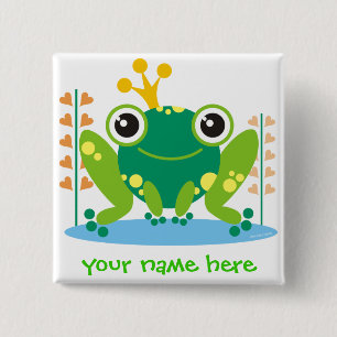 fred de froggy vierkante button 5,1 cm