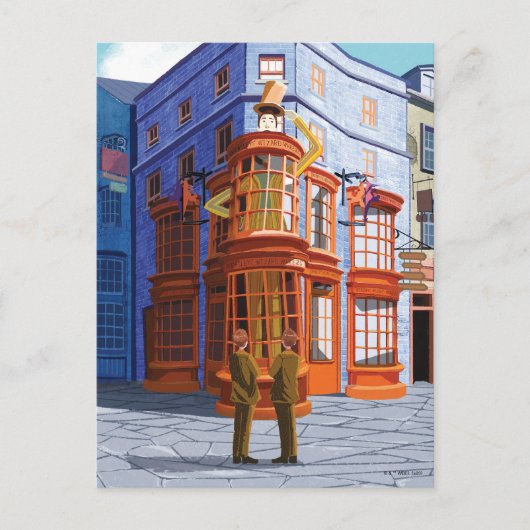 Fred en George bij Weasley's Wizard Wheezes Briefkaart (Voorkant)