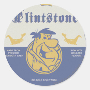 Fred Flintston Big Bold Belly Wash Ronde Sticker