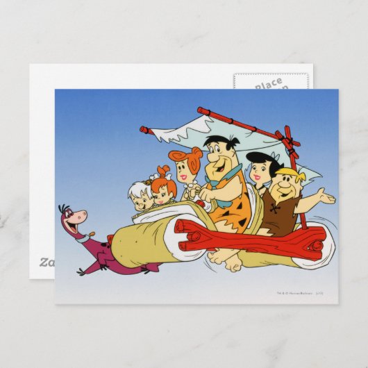 Fred Flintstone Wilma Barney en Betty PEBBLES™ Briefkaart (Voorkant / Achterkant)