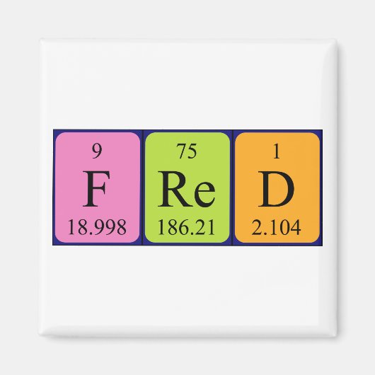 Fred periodieke table name magnet magneet (Voorkant)