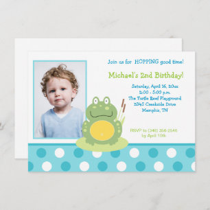 Freddy the Frog Photo Birthday Invitation Kaart