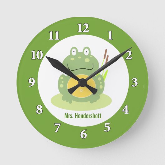 Freddy the Frog Wall Clock - Groen Ronde Klok (Voorkant)