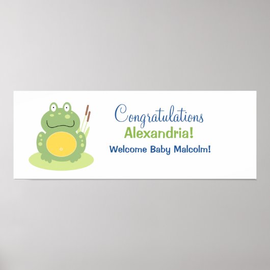 Freddy the Green Frog Baby shower Banner Poster (Voorkant)