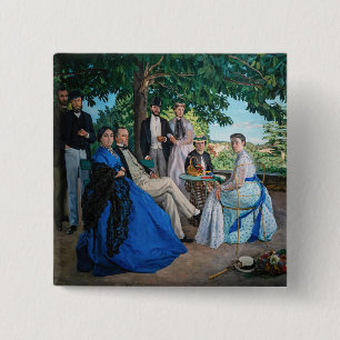 Frederic Bazille - de gezinshereniging Vierkante Button 5,1 Cm