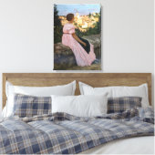 Frederic Bazille - de roze dress Canvas Afdruk (Insitu (Slaapkamer))
