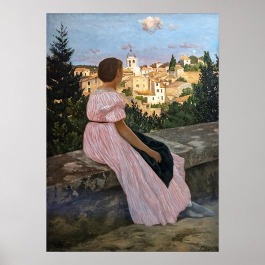 Frederic Bazille - de roze dress Poster (Voorkant)
