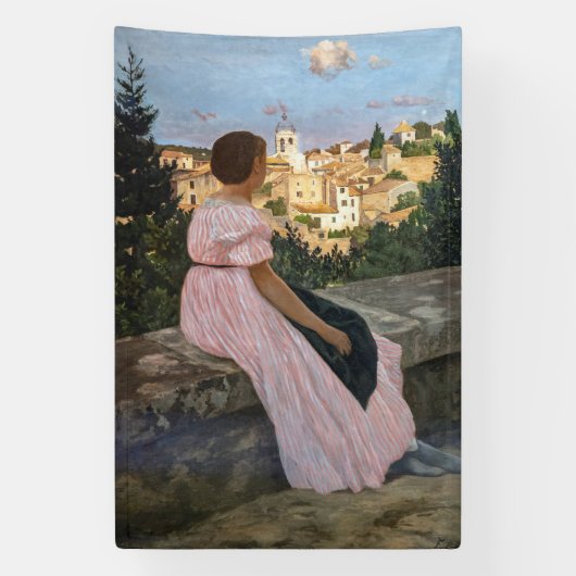 Frederic Bazille - de roze dress Spandoek (Verticaal)