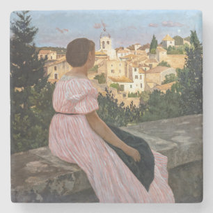 Frederic Bazille - de roze dress Stenen Onderzetter
