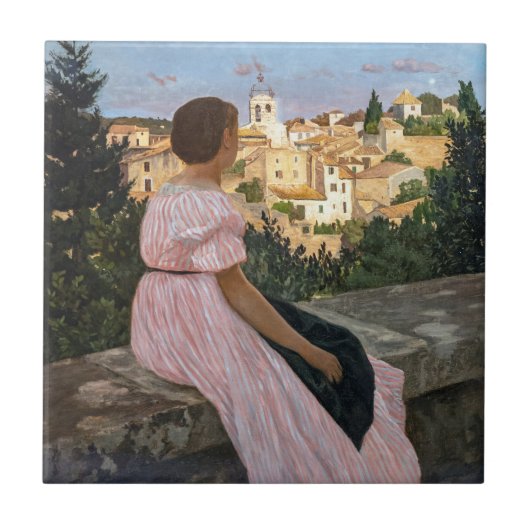 Frederic Bazille - de roze dress Tegeltje (Voorkant)