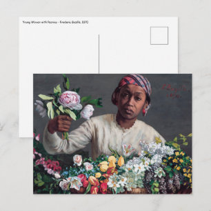Frederic Bazille - Jong meisje met Pioenrozen Briefkaart