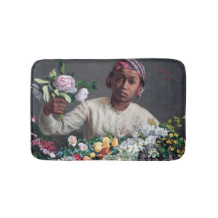 Frederic Bazille - Jonge vrouw met Pioenrozen Badmat