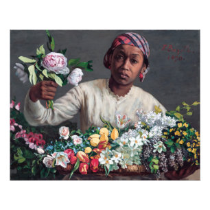 Frederic Bazille - Jonge vrouw met pioenrozen Foto Afdruk