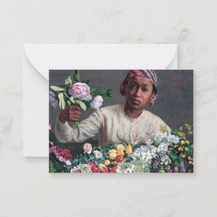 Frederic Bazille - Jonge vrouw met Pioenrozen Notitiekaartje
