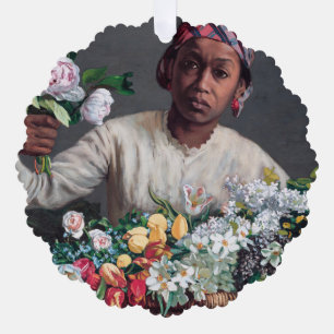 Frederic Bazille - Jonge vrouw met pioenrozen Ornament Kaart
