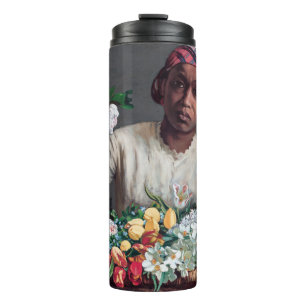 Frederic Bazille - Jonge vrouw met Pioenrozen Thermosbeker