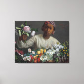 Frederic Bazille Young Woman met Peonie Canvas Afdruk (Voorkant)