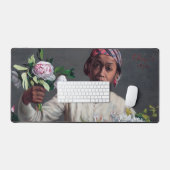 Frederic Bazille - Young Woman with Peonies Bureaumat (Keyboard & Muis)