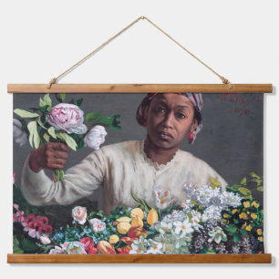 Frederic Bazille - Young Woman with Peonies Hangend Wandkleed