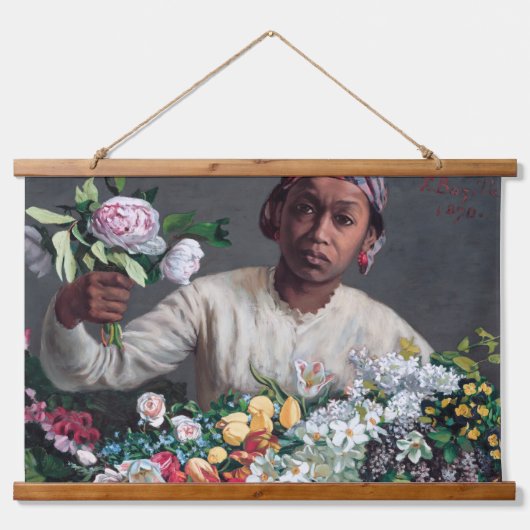 Frederic Bazille - Young Woman with Peonies Hangend Wandkleed (Voorkant)