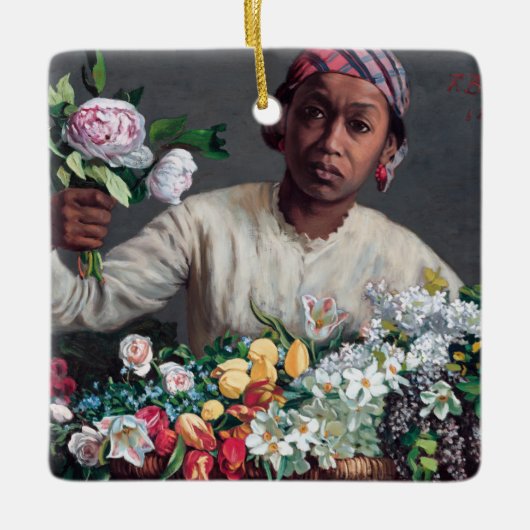 Frederic Bazille - Young Woman with Peonies Keramisch Ornament (Voorkant)