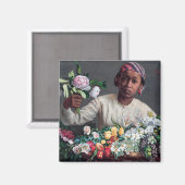 Frederic Bazille - Young Woman with Peonies Magneet (Voorkant / Achterkant)