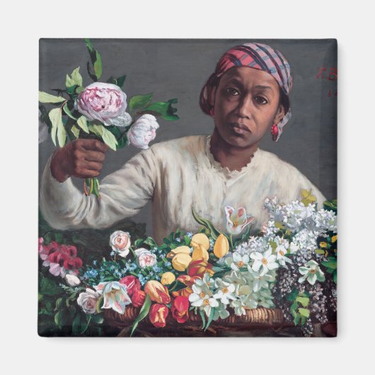 Frederic Bazille - Young Woman with Peonies Magneet (Voorkant)