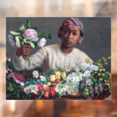 Frederic Bazille - Young Woman with Peonies Raamsticker (Vel 2)