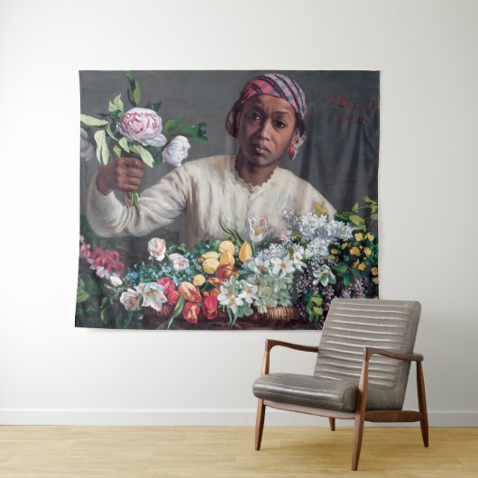 Frederic Bazille - Young Woman with Peonies Wandkleed (In Situ (horizontaal))