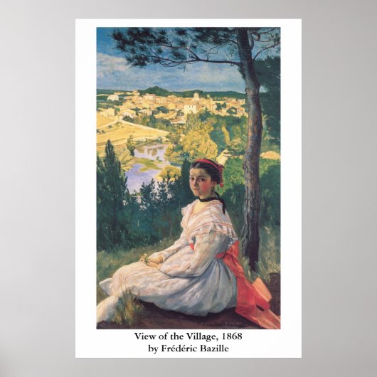 Frédéric Bazille's Uitzicht van het dorp Poster (Voorkant)