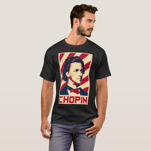 Frederic Chopin Retro Propaganda Classical Music C T-shirt (Voorkant volledig)