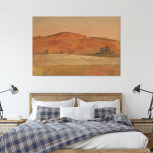 Frederic Edwin Church - Landschap met lage heuvel Canvas Afdruk